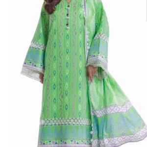 Green Printed 2-Piece Women's Suit with Dupatta