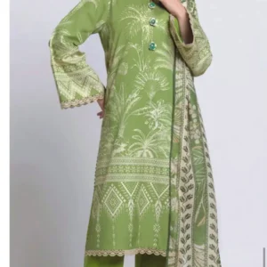 Green Printed 2-Piece Women's Suit with Printed Dupatta