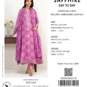 Cotton Unstitched 3-Piece Printed Voile Exclusive Embroidered Lawn Suit