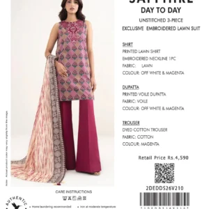 Unstitched 3-Piece Printed Exclusive Embroidered Lawn Suit