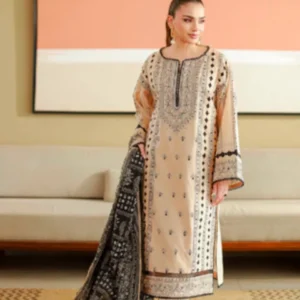 Beige Printed Unstitched 3-Piece Exclusive Lawn Suit