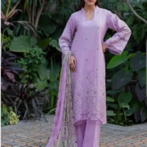 Lavender Unstitched 3-Piece Embroidered Lawn Suit