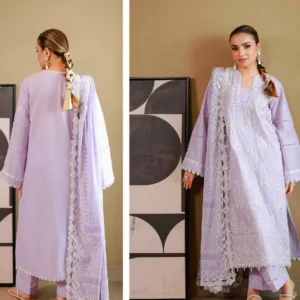Lavender Embroidered Unstitched 3-Piece Lawn Suit